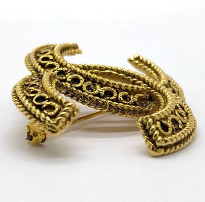 Chanel Gold-Plated CC Logo Brooch