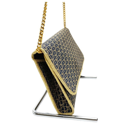 Christian Dior Gold and Navy Trotter Chain Shoulder Bag