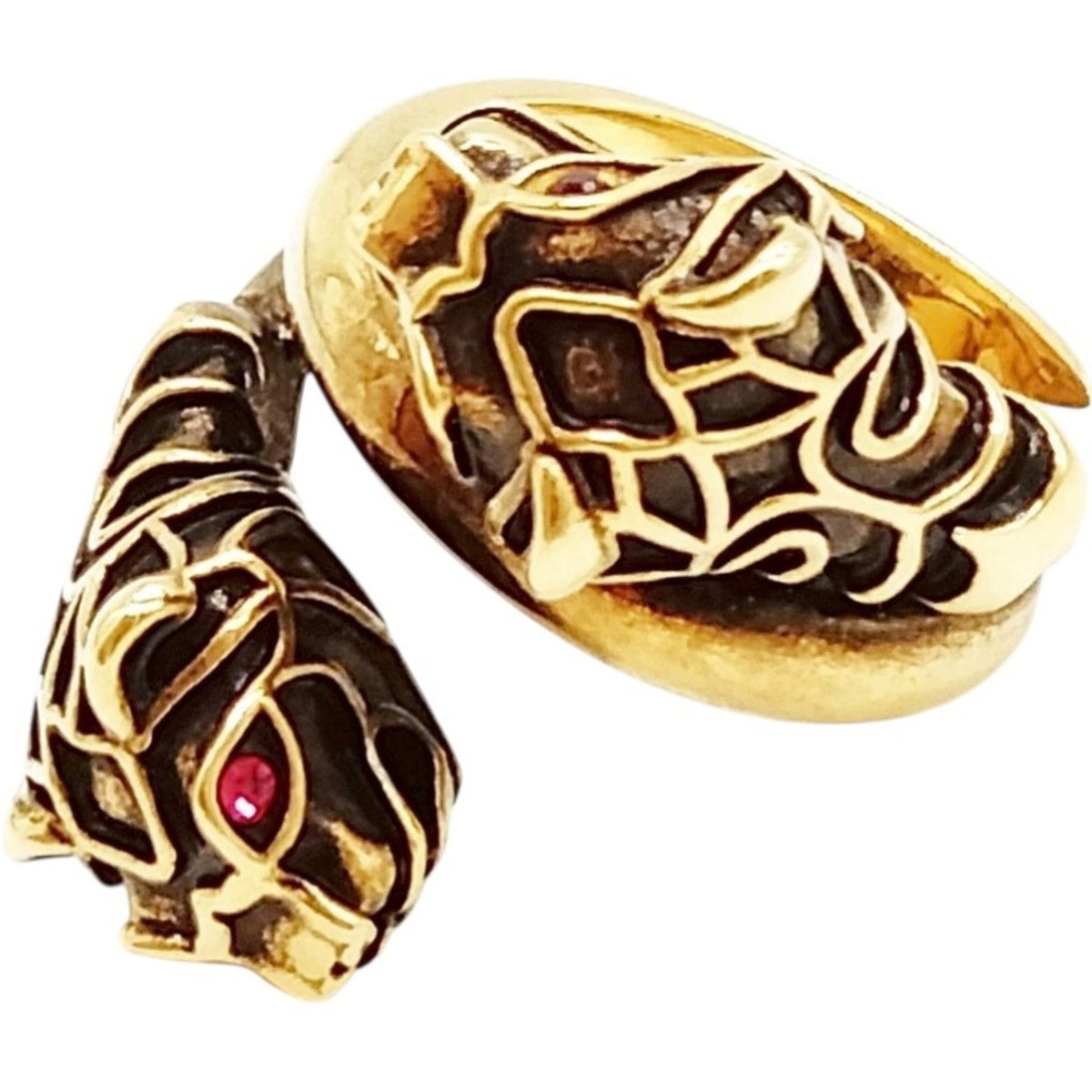 Gucci Gold Double Tiger Head Ring - Size 6