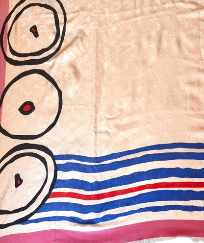 Louis Vuitton Limited Edition Monogram Shawl Scarf - Pink/Blue
