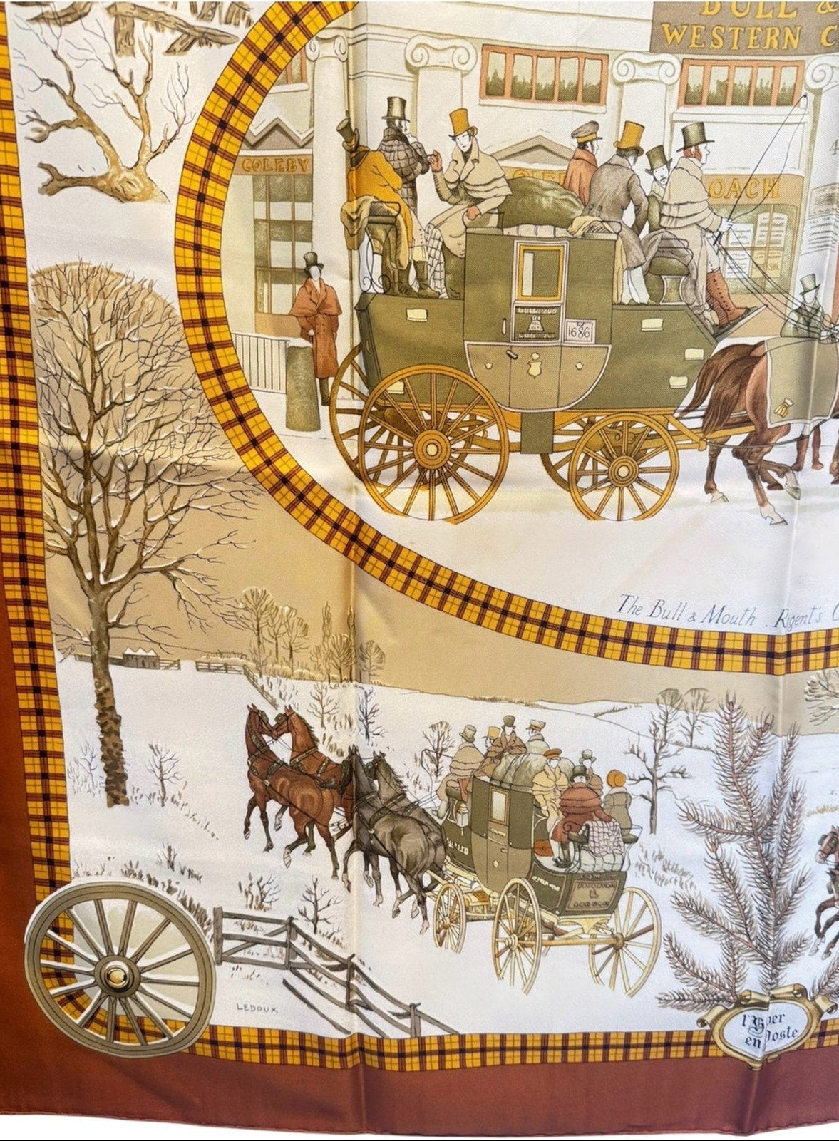 Hermes L’Hiver en Poste Carre 90 Silk Scarf