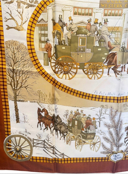 Hermes L’Hiver en Poste Carre 90 Silk Scarf