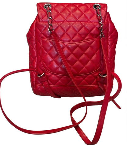 Chanel Red Quilted Lambskin Leather Urban Spirit Backpack Small