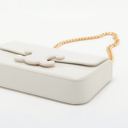 Celine White Leather Triomphe Chain Shoulder Bag NWT