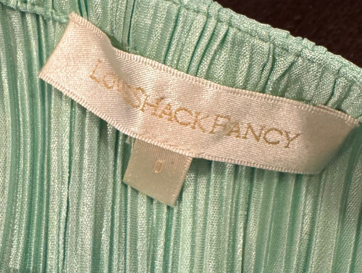 LoveShackFancy Green Pleated Long-Sleeve Mini Dress - Size 0