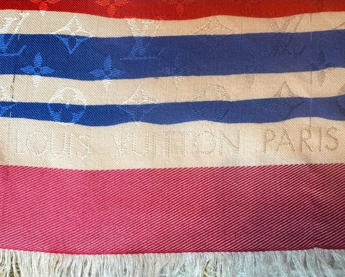 Louis Vuitton Limited Edition Monogram Shawl Scarf - Pink/Blue
