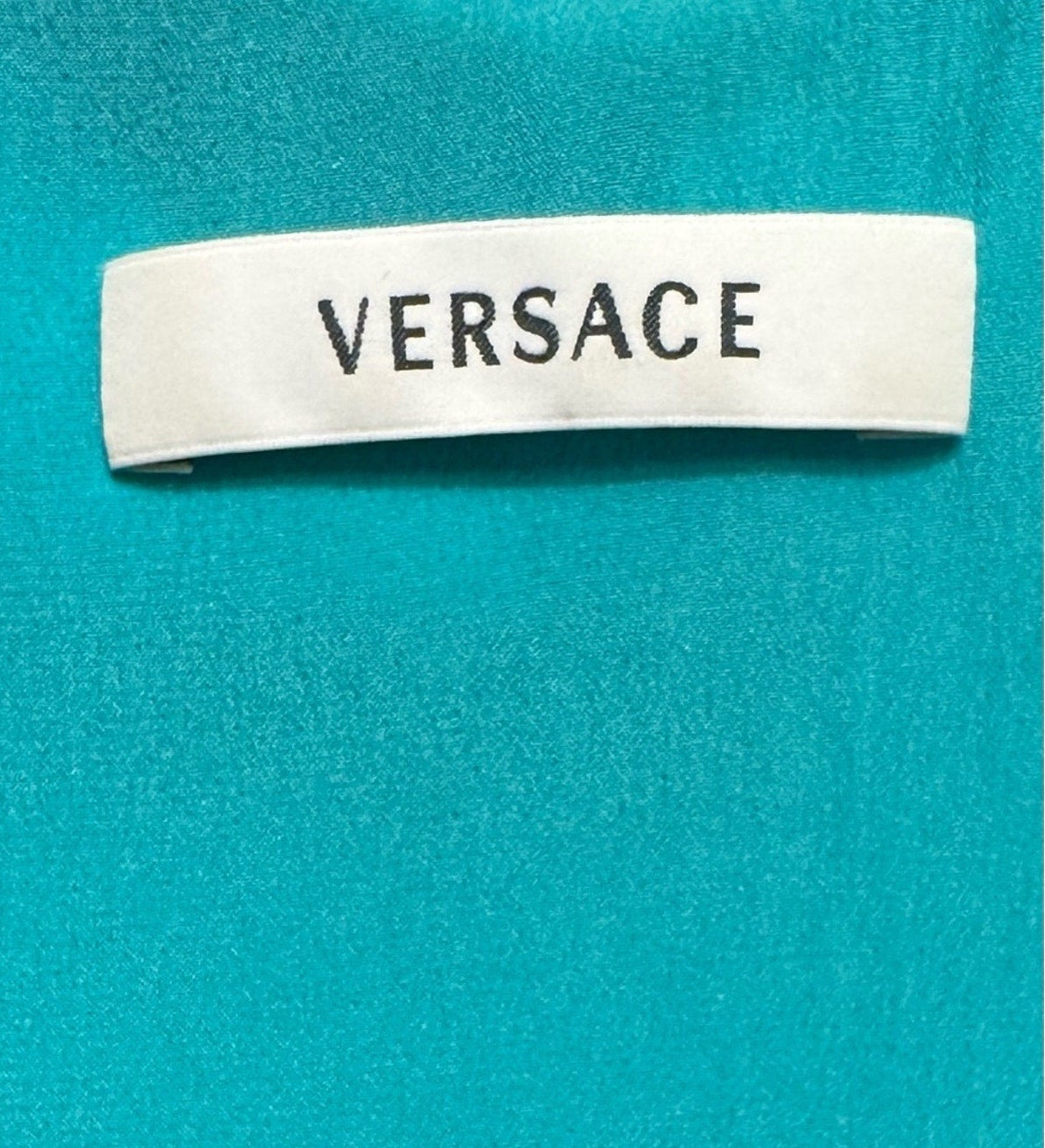 Versace Teal Laser-Cut Mini Dress - US 4