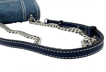 Alexander McQueen Denim Mini Jeweled Knuckle 2-Way Bag