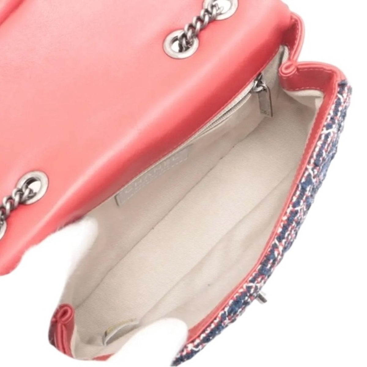 Chanel Tweed Quilted Mini Flap Bag - Red, Blue, White