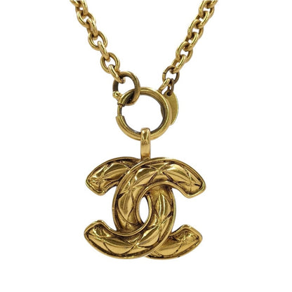 Chanel Gold-Plated Coco Mark Matelasse Necklace, Small