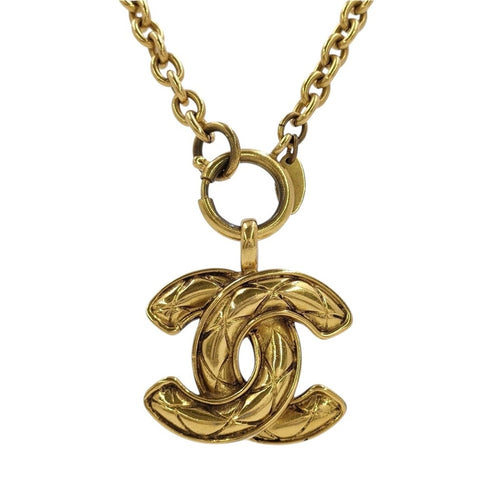 Chanel Gold-Plated Coco Mark Matelasse Necklace, Small