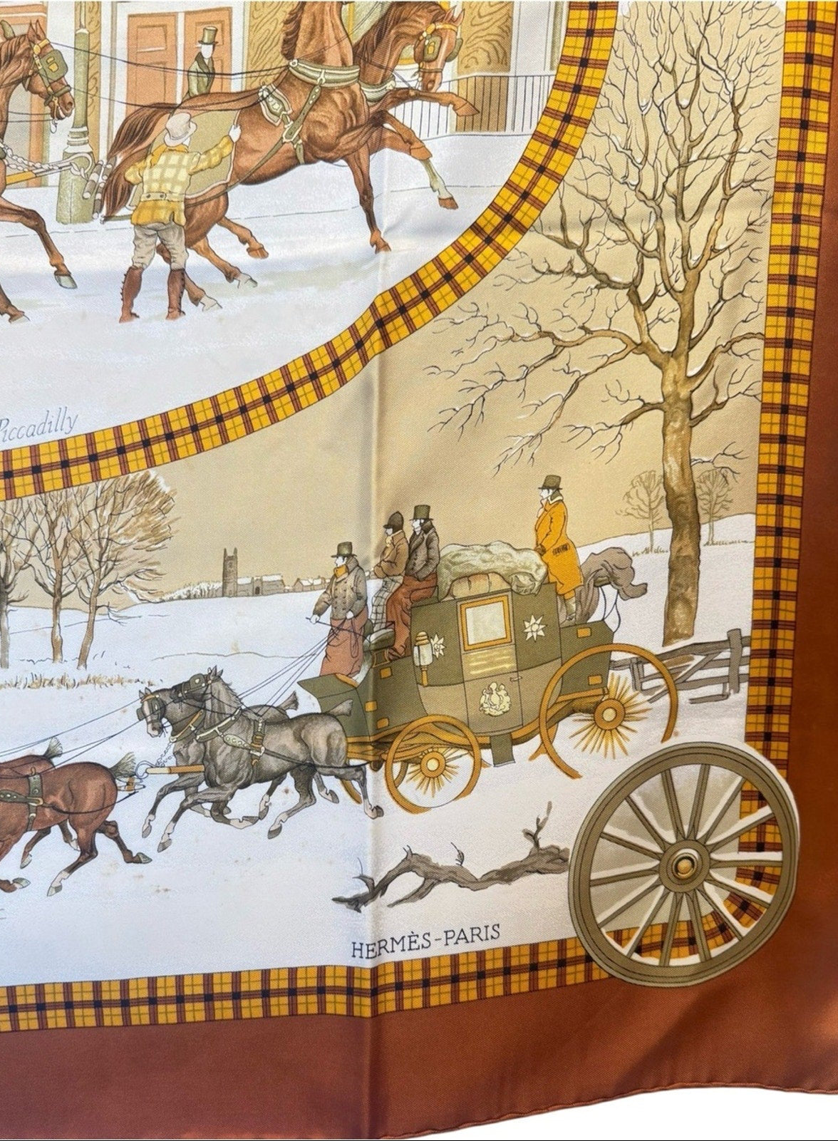 Hermes L’Hiver en Poste Carre 90 Silk Scarf