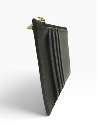 Celine Black Leather Zipped Card Holder