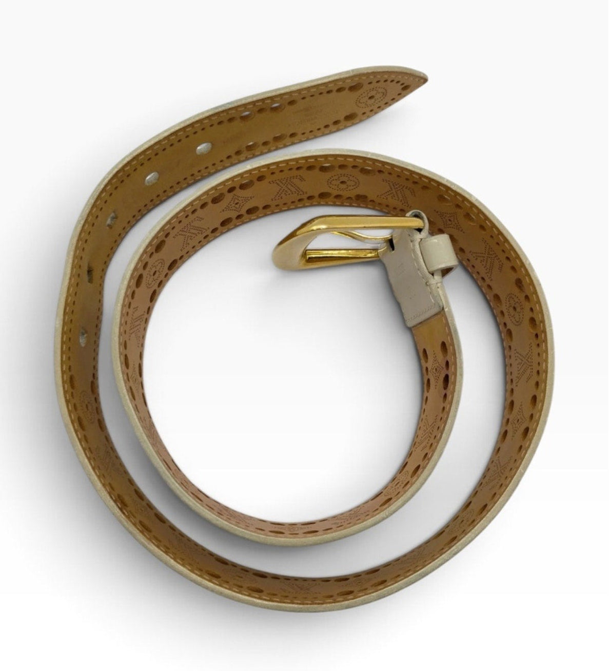 Louis Vuitton Ivory Leather Phoenix Belt - Size 85/34